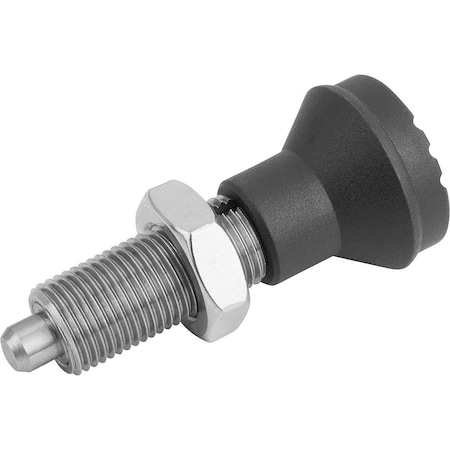 Kipp Indexing Plunger Wo. Groove Size:4 D1=M20X1, 5, Form:H Stainless Steel, Not Hardened, Comp: Plastic,  K0344.12410